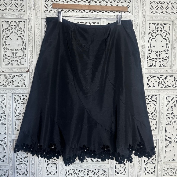 Expo New York Black Fairy Grunge Whimsy Goth Velvet Floral Skirt Sz 12 - Picture 5 of 7